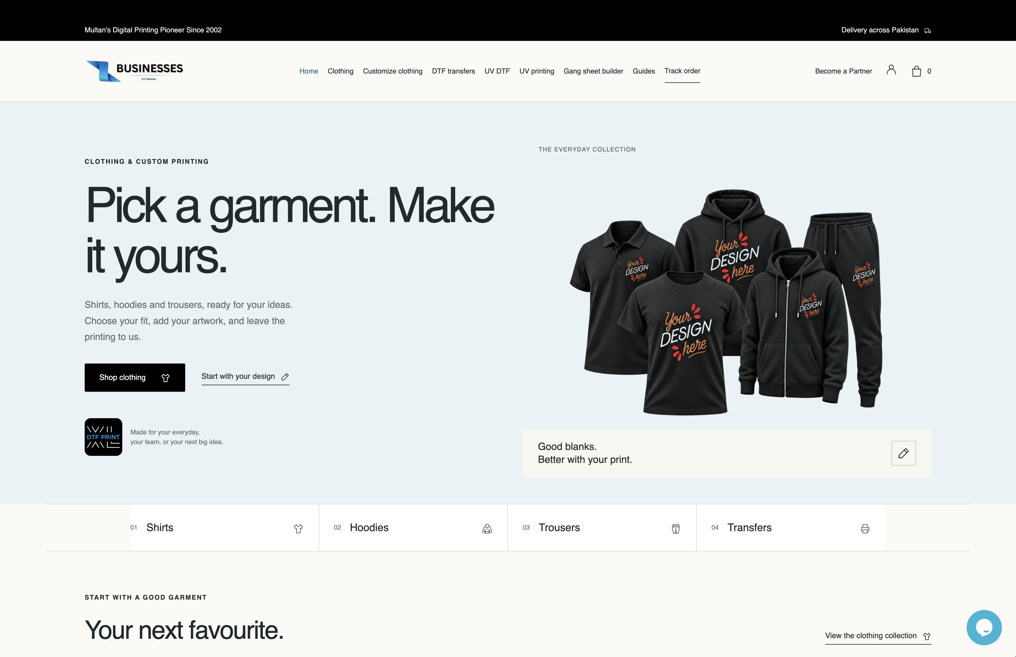 XL DTF Print ecommerce website, a Delloweb project