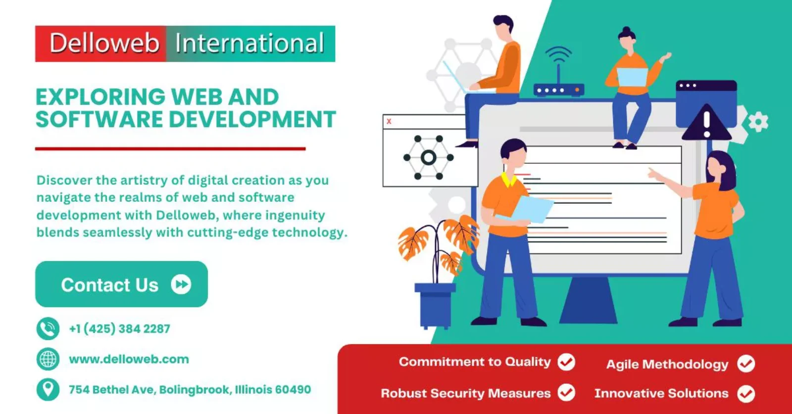 Discover Delloweb International for top-tier web and software development services. We pride ourselves on quality, security, and innovation. Contact us today to transform your digital presence. Visit our location or reach out online for more information.