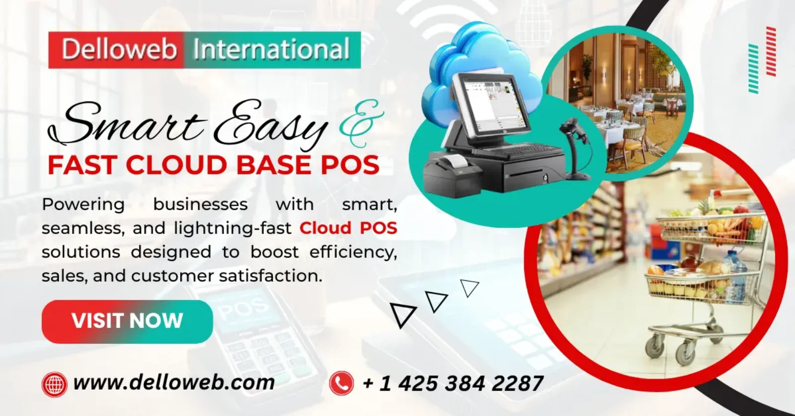 Promotional image for Delloweb International highlighting their fast Cloud POS Systems solutions for businesses to enhance efficiency and sales.