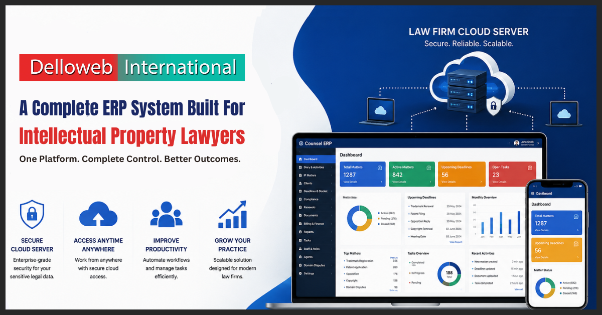 Law Firm Cloud Server and Counsel ERP Software for Intellectual Property Lawyers